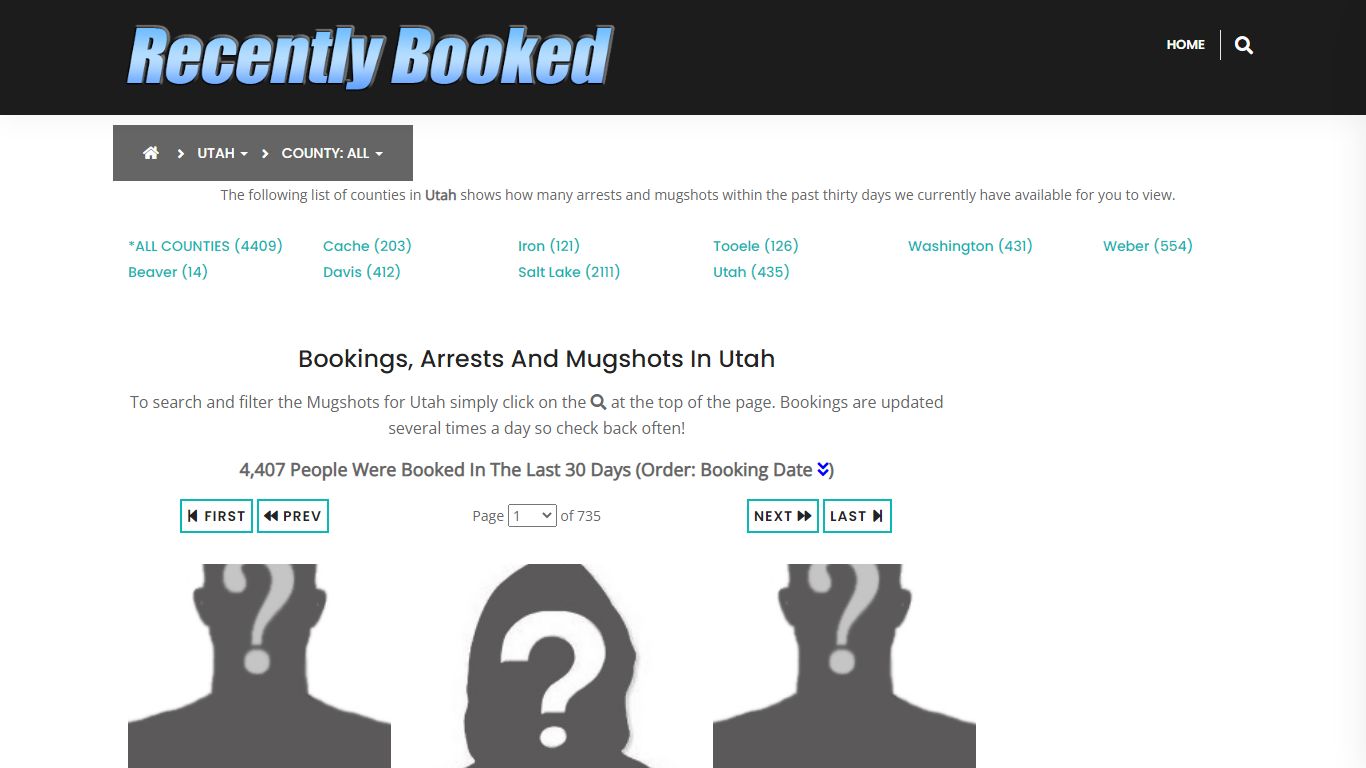 Recent bookings, Arrests, Mugshots in Salt Lake County, Utah