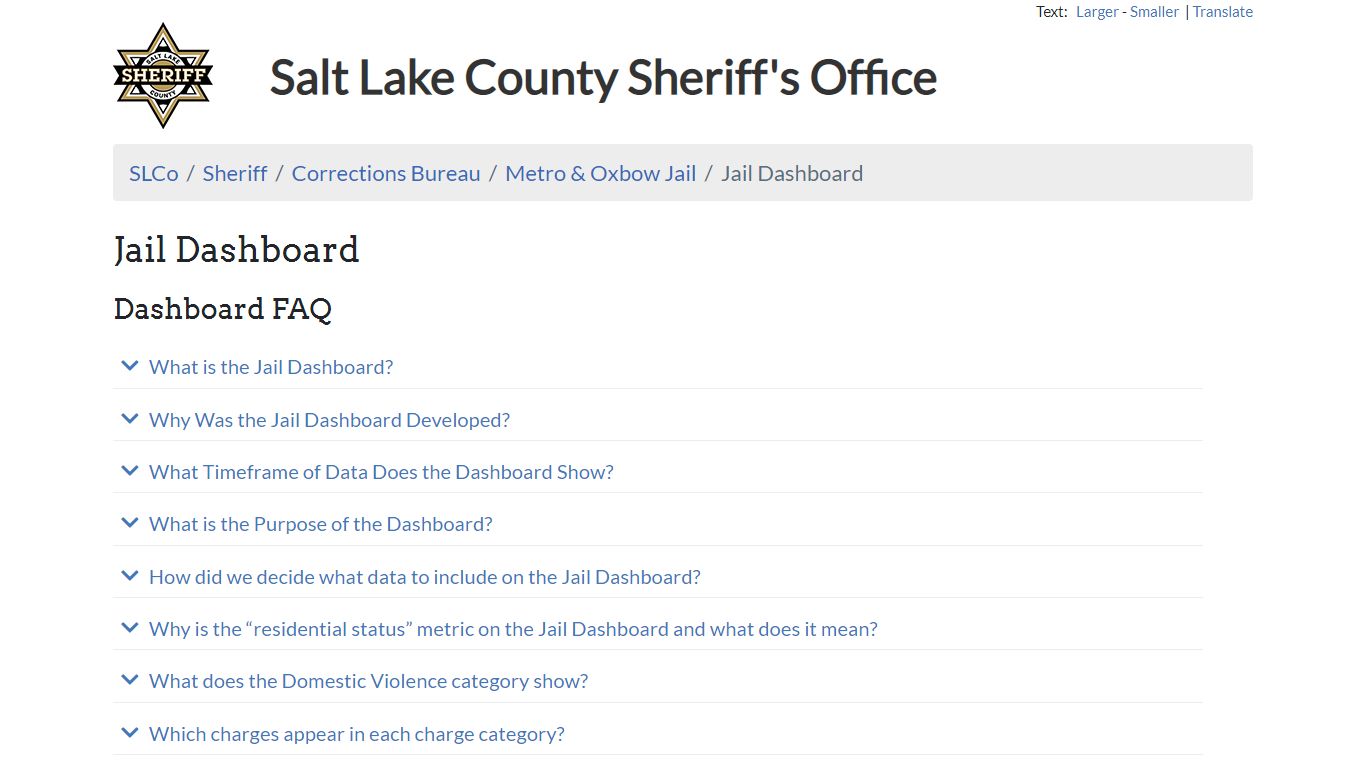 Jail Dashboard - Sheriff | SLCo - Salt Lake County, Utah